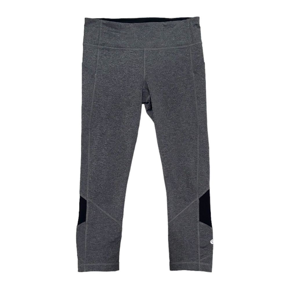 Lululemon Pace Rival Crop 19" Mid Rise Leggings Heathered Black Slate Sz 6 - Picture 7 of 12